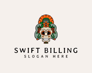 Mexican Floral Skull  logo design