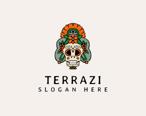 Mexican Floral Skull  logo design