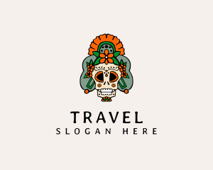 Mexican Floral Skull  logo design