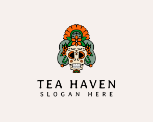 Mexican Floral Skull  logo design