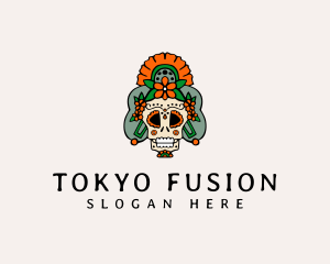 Mexican Floral Skull  logo design