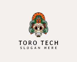 Mexican Floral Skull  logo design