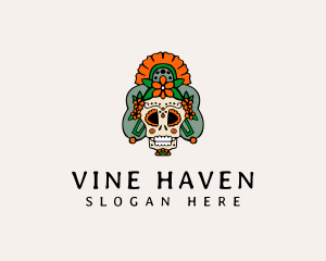 Mexican Floral Skull  logo design