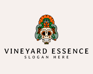 Mexican Floral Skull  logo design