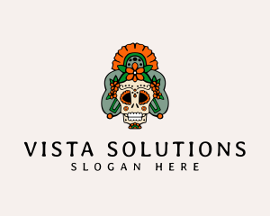 Mexican Floral Skull  logo design