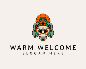 Mexican Floral Skull  logo design