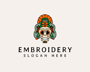 Mexican Floral Skull  logo design