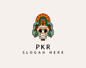 Mexican Floral Skull  logo design