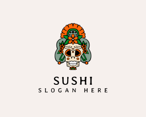 Mexican Floral Skull  logo design