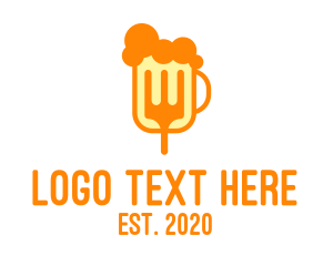Utensil - Beer Mug Fork Restaurant logo design