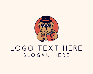 Pug - Drinking Dog Book logo design