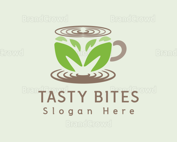 Leaf Tea Coffee Cup Logo