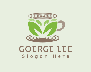 Caffeine - Leaf Tea Coffee Cup logo design