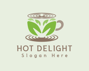 Leaf Tea Coffee Cup logo design