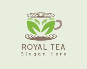 Leaf Tea Coffee Cup logo design