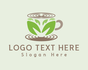 Leaf Tea Coffee Cup Logo