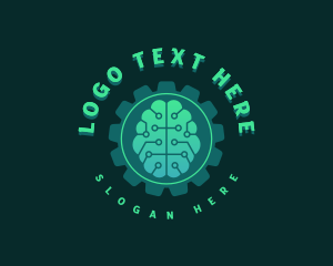 Smart - Cogwheel Brain Technology logo design