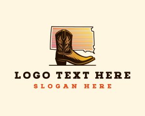 Map - Leather Cowboy Boot logo design