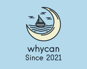 Night - Sailing Yacht Moon logo design