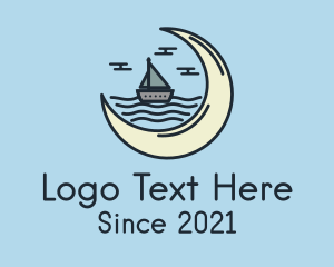 Fishing Vessel - Sailing Yacht Moon logo design