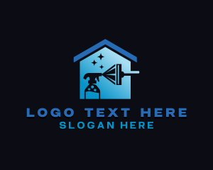 House - Sprayer Squeegee  Disinfection logo design