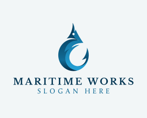 Marine Fishing Hook logo design