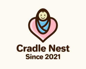 Cradle - Heart Baby Swaddle logo design