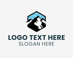 Exploration - Hexagon Mountain Peak logo design