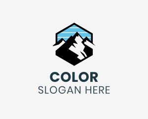 Hiking - Hexagon Mountain Peak logo design