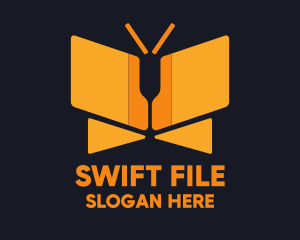 File - Orange Butterfly Folder logo design