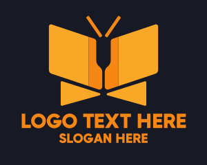 Document - Orange Butterfly Folder logo design