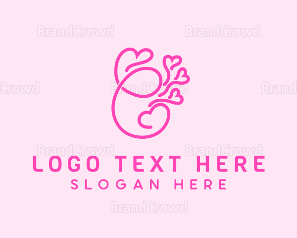 Pink Heart Letter C Logo