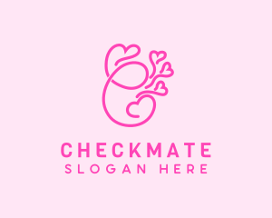 Pink Heart Letter C logo design