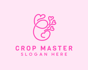 Pink Heart Letter C logo design