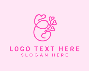 Womanhood - Pink Heart Letter C logo design