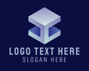 Tech - 3D Metallic Cube logo design