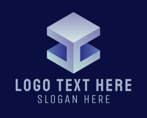 Metallic - 3D Metallic Cube logo design