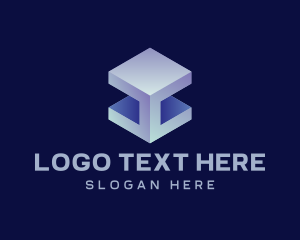3d - 3D Metallic Cube logo design