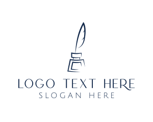 Poet - Feather Ink Quill Pen logo design