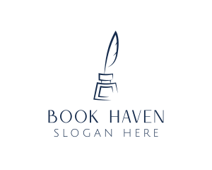 Bookstore - Feather Ink Quill Pen logo design