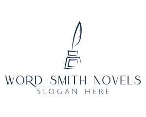 Novelist - Feather Ink Quill Pen logo design