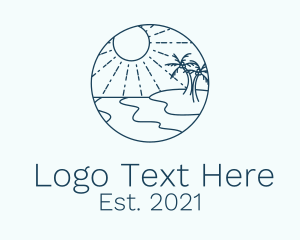 Coast - Beach Sun Line Art logo design