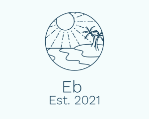 Sea - Beach Sun Line Art logo design