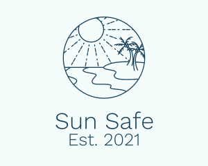 Beach Sun Line Art logo design