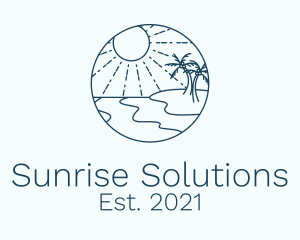 Beach Sun Line Art logo design