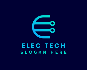 Tech Circuit Letter E logo design