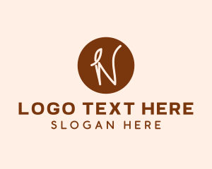 Cup - Coffee Leaf Letter N logo design