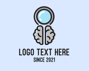 Research - Brain Magnifying Glass logo design