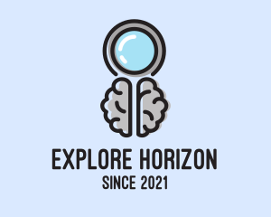 Discovery - Brain Magnifying Glass logo design