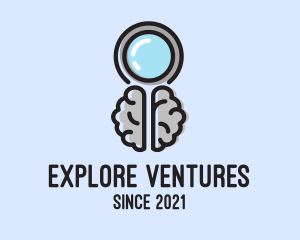 Discovery - Brain Magnifying Glass logo design